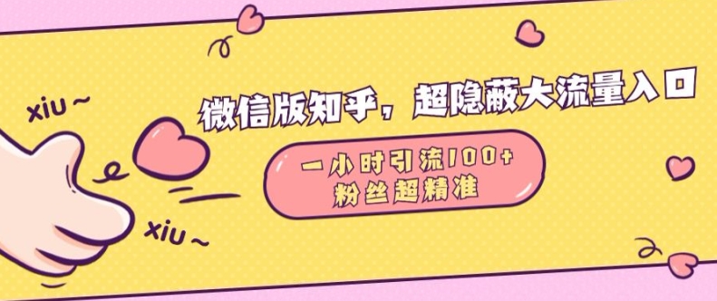 微信版知乎，超隐蔽流量入口1小时引流100人，粉丝质量超高【揭秘】_山林科技社-山林科技社