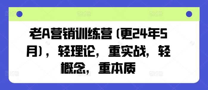 老A营销训练营2024年更新：实战营销技巧与本质解析-山林科技社