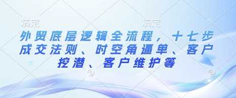 外贸底层逻辑全流程：十七步成交法则、时空角逼单、客户挖潜与维护技巧-山林科技社