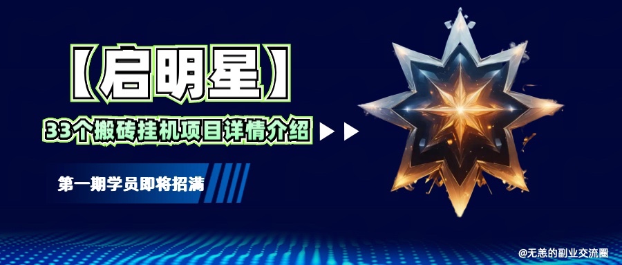 启明星：33个挂机搬砖项目详细介绍，新手网创必备指南-山林科技社