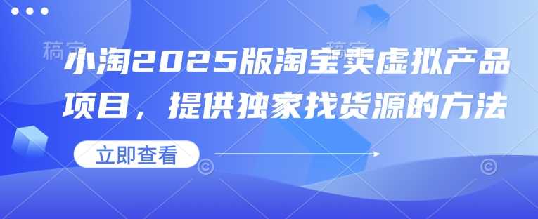 小淘2025版淘宝虚拟产品项目：独家找货源方法大揭秘-山林科技社