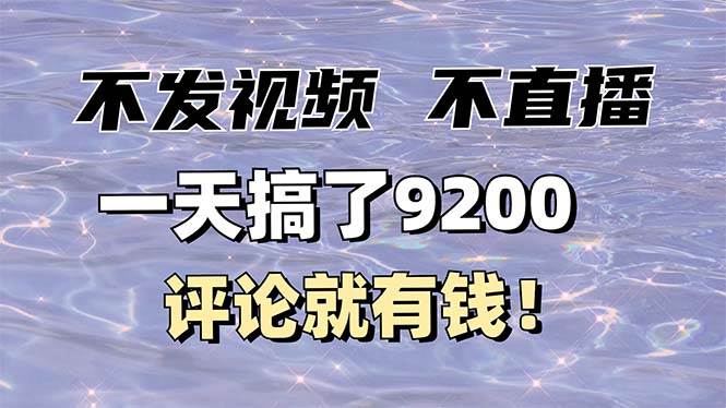 不发作品不直播，评论赚钱新方法，一条最高10元，日赚9200元-山林科技社
