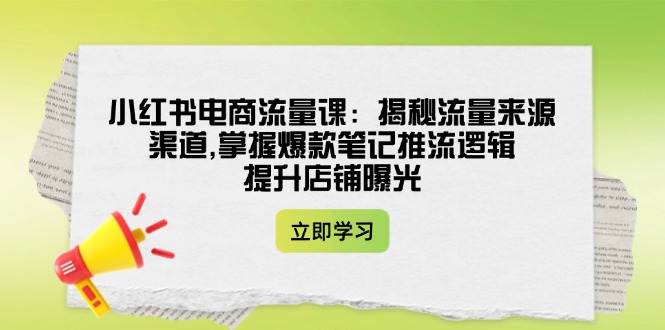 小红书电商流量体系课程：打开流量渠道，掌握底层逻辑，快速提升店铺曝光！-山林科技社
