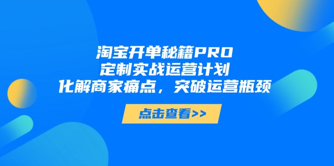 （14642期）淘宝开单秘籍PRO，定制实战运营计划，化解商家痛点，突破运营瓶颈！_山林科技社-山林科技社