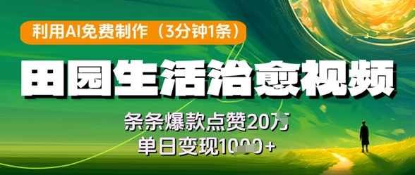 利用AI免费制作田园生活治愈视频，条条爆款点赞20W，单日变现几张！——山林科技社-山林科技社