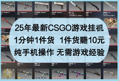 25年最新CSGO游戏挂G，1分钟1件货，1件货挣10元，纯手机操作，无需游戏经验【揭秘】！——山林科技社-山林科技社