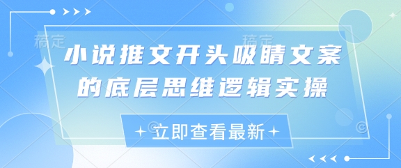小说推文开头吸睛文案的底层思维逻辑实操！——山林科技社-山林科技社