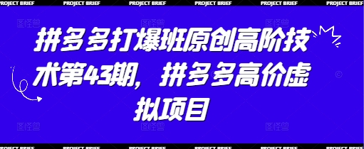 拼多多打爆班原创高阶技术第43期，拼多多高价虚拟项目！——山林科技社-山林科技社