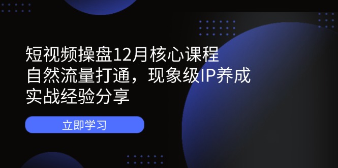 （14447期）短视频操盘12月核心课程：自然流量打通，现象级IP养成，实战经验分享！_山林科技社-山林科技社