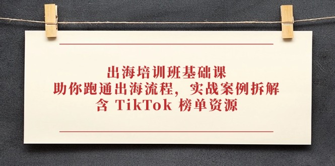 （14555期）出海培训班基础课，助你跑通出海流程，实战案例拆解，含 TikTok 榜单资源！_山林科技社-山林科技社