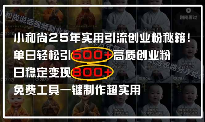 （14436期）小和尚2025年实用引流秘籍！单日轻松引500+高质量创业粉，日变现800+！_山林科技社-山林科技社
