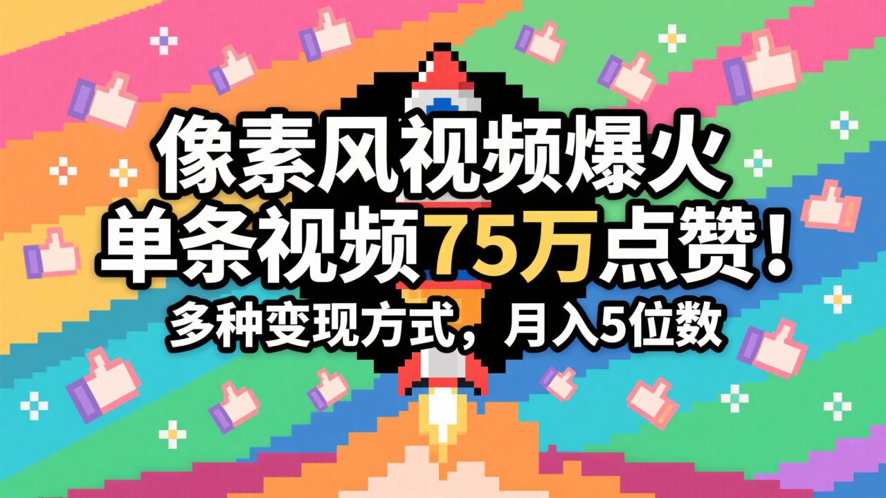3分钟生成最近爆火的像素风视频，单条点赞75万，谁发谁火系列，多种变现方式！_山林科技社-山林科技社