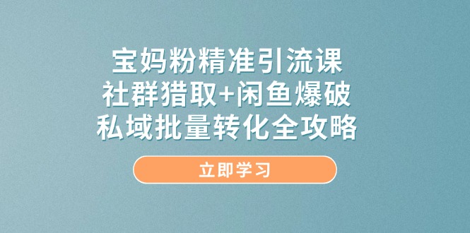 （14820期）宝妈粉精准引流课，社群猎取+闲鱼爆破，私域批量转化全攻略！_山林科技社-山林科技社