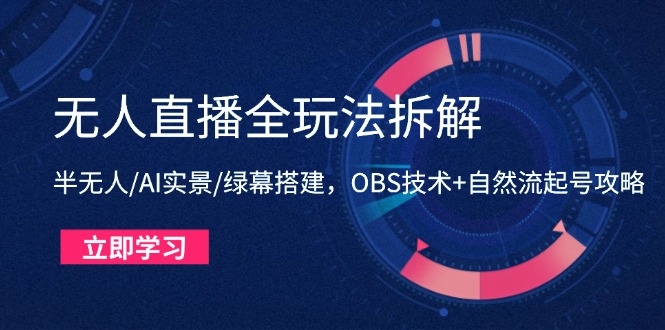 （14684期）无人直播全玩法拆解：半无人/AI实景/绿幕搭建，OBS技术+自然流起号攻略！_山林科技社-山林科技社