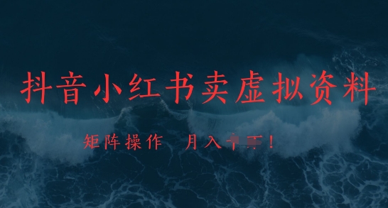 抖音小红书卖虚拟资料，市场需求一直存在，矩阵操作，月入1w+！——山林科技社-山林科技社