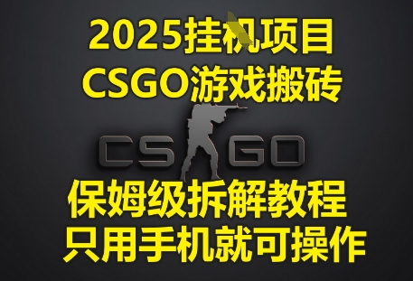2025挂G项目，CSGO游戏搬砖，保姆级拆解教程，只用手机就可操作【揭秘】！——山林科技社-山林科技社