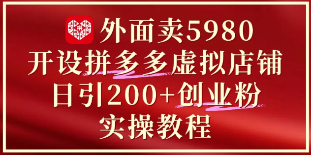外面卖5980开设拼多多虚拟店铺：单日引流200+创业付费粉实战教程！——山林科技社-山林科技社