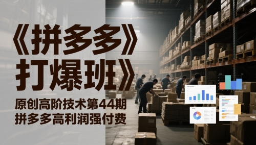 《拼多多打爆班》原创高阶技术第44期，拼多多高利润强付费！——山林科技社-山林科技社