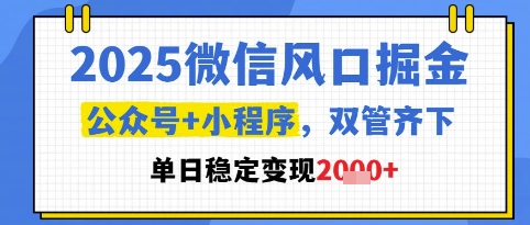 2025微信风口掘金，公众号+小程序双管齐下，单日稳定变现1k+【揭秘】！——山林科技社-山林科技社