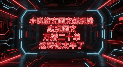 小说推文图文新玩法，实况图文，万播二十单，这转化太牛了！——山林科技社-山林科技社
