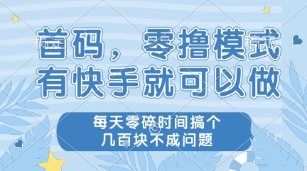 首码，零撸模式，有快手就可以做，每天零碎时间搞个几张不成问题【揭秘】！——山林科技社-山林科技社