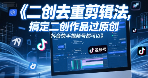 短视频二创去重剪辑法，搞定二创作品过原创，抖音快手视频号都可以！——山林科技社-山林科技社