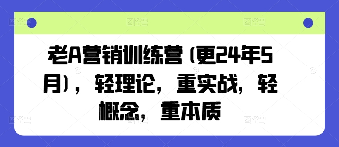 老A营销训练营(更25年6月)，轻理论，重实战，轻概念，重本质！——山林科技社-山林科技社