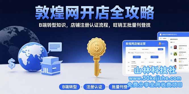 （15546期）敦煌网开店全攻略：B端转型知识，店铺注册认证流程，旺销王批量刊登技_山林科技社-山林科技社