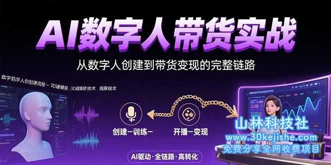 （15548期）AI数字人+带货实战：从数字人创建到带货变现的完整链路_山林科技社-山林科技社