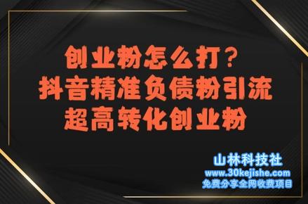 创业粉怎么打？抖音精准负债粉引流，超高转化创业粉——山林科技社-山林科技社