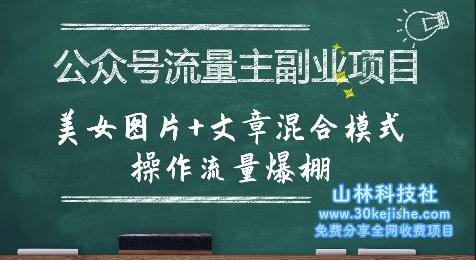 公众号流量主副业项目，美女图片+文章混合模式操作流量爆棚——山林科技社-山林科技社