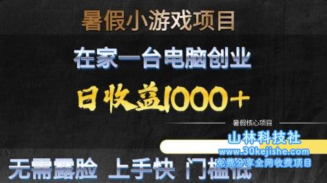 暑假小游戏项目，在家一台电脑创业，日收益1k+，无需露脸，上手快门槛低【揭秘】——山林科技社-山林科技社