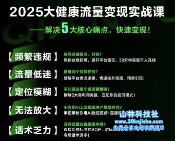 大健康流量全域新增长8.0，三月底线下课视频，大健康万亿蓝海，从类目突围到模式迭代——山林科技社-山林科技社