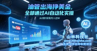 油管出海挣美金，全部通过AI自动化实操，从0到1实现月入过W——山林科技社-山林科技社