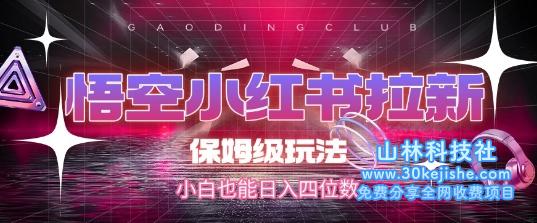 悟空小红书拉新，保姆级玩法，小白也能日入四位数——山林科技社-山林科技社