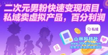 二次元男粉快速变现项目，私域卖虚拟产品，百分利润——山林科技社-山林科技社