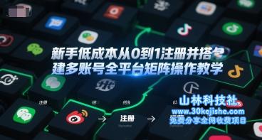 新手低成本从0到1注册并搭建多账号全平台矩阵操作教学，手机号-邮箱-IP-工具——山林科技社-山林科技社