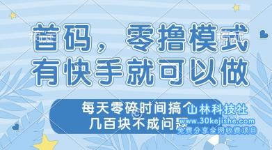 首码零撸项目，有快手就可以做，每天业务时间搞个几张不是问题【揭秘】——山林科技社-山林科技社