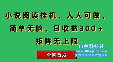 小说挂G阅读，人人可做，简单无脑，一天收益3张+矩阵无限上，全网首发【揭秘】——山林科技社-山林科技社