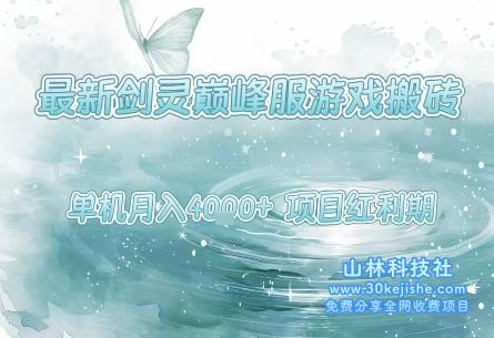 最新剑灵巅峰服游戏搬砖，项目红利期，单机稳定月入4k+操作简单好上手【揭秘】——山林科技社-山林科技社