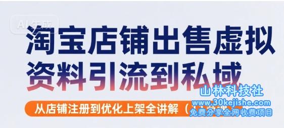 淘宝店铺出售虚拟资料引流到私域，从店铺注册到优化上架全讲解(11节课)——山林科技社-山林科技社