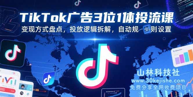 （15460期）TikTok广告3位1体投流课，变现方式盘点，投放逻辑拆解，自动规则设置_山林科技社-山林科技社