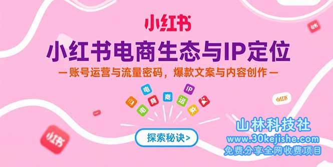 （15350期）小红书电商生态与IP定位，账号运营与流量密码，爆款文案与内容创作_山林科技社-山林科技社