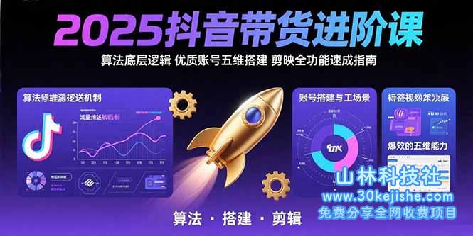 （15571期）2025抖音带货进阶课：算法底层逻辑,优质账号五维搭建,剪映全功能速成指南_山林科技社-山林科技社