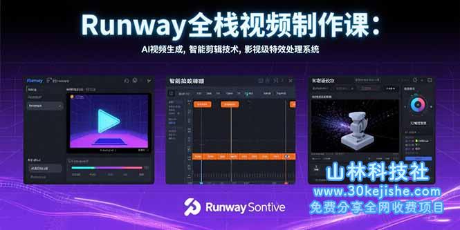 （15515期）Runway全栈视频制作课：AI视频生成，智能剪辑技术，影视级特效处理系统_山林科技社-山林科技社