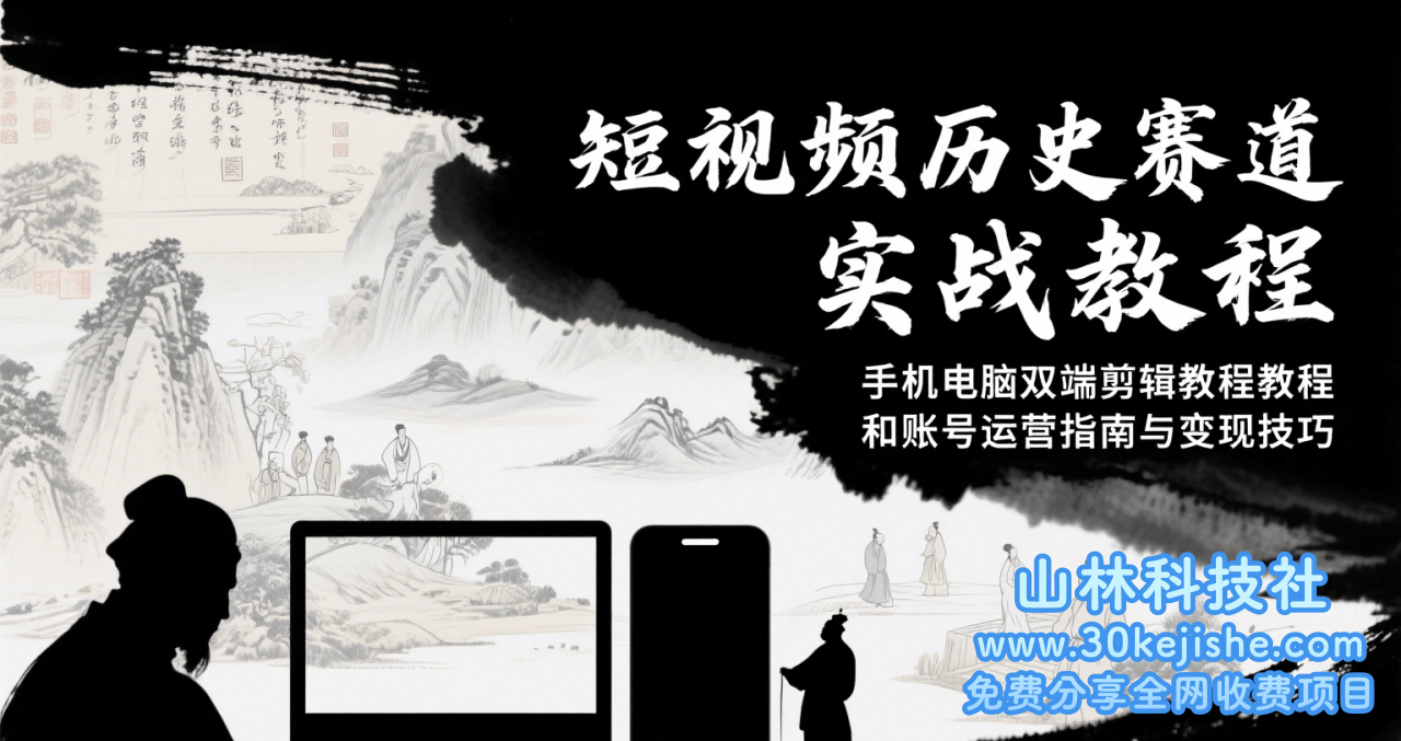 短视频历史赛道实战教程，手机电脑双端剪辑教程和账号运营指南与变现技巧_山林科技社-山林科技社