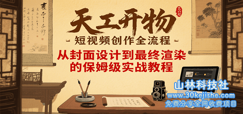 天工开物短视频创作全流程，从封面设计到最终渲染的保姆级实战教程_山林科技社-山林科技社