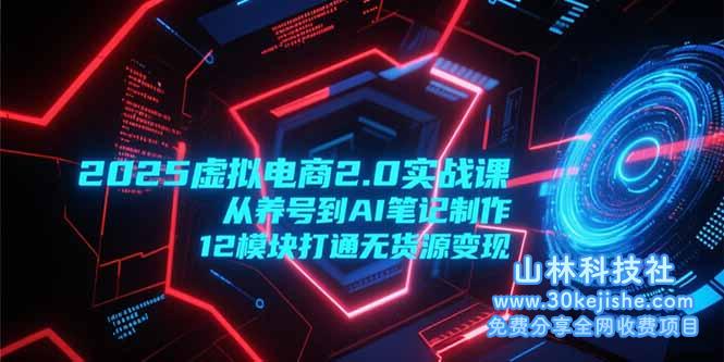（15206期）2025虚拟电商2.0实战课，从养号到AI笔记制作，12模块打通无货源变现_山林科技社-山林科技社