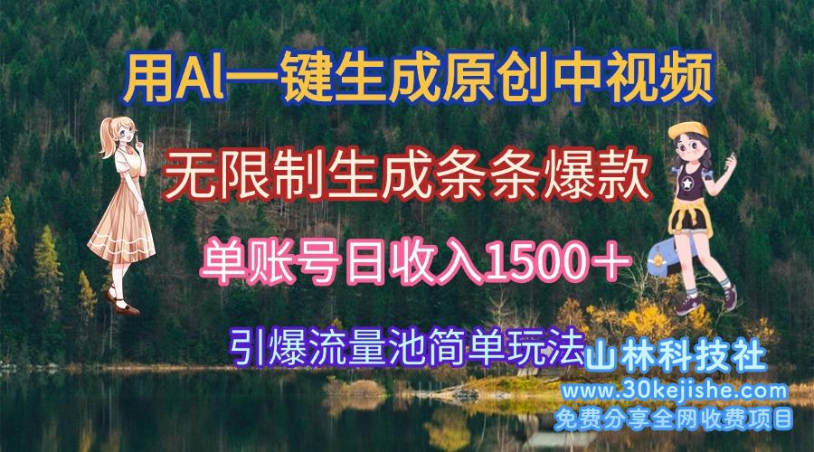 （15210期）用Al一键生成原创中视频，无限制生成条条爆款，单账号日收入1500＋引爆…_山林科技社-山林科技社