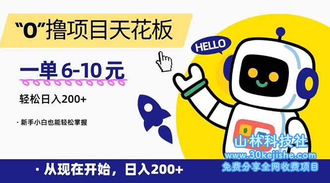 （15268期）“0”撸项目天花板，一单6-10元，日入200+，新手小白也能轻松掌握_山林科技社-山林科技社